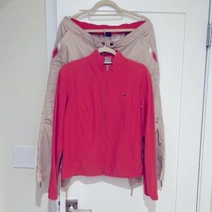 Nike 2 piece set: Pink Jacket & Tan Capri Pant (Large & XLarge, respectively)